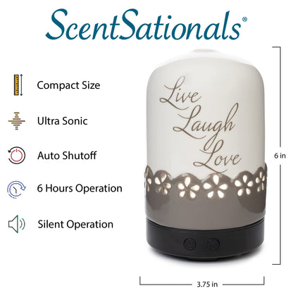 ScentSationals Sentiments Essential Oil Diffuser – Aromatherapy Diffuser for Living Room or Bedroom – Ivory/Tan
