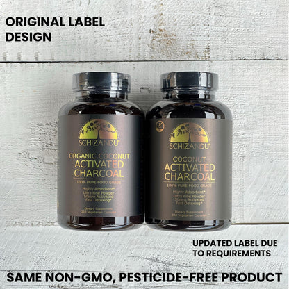 Schizandu Activated Coconut Charcoal Capsules - Vegan, Organic, Non-GMO, 210 Count | X-Large Bottle