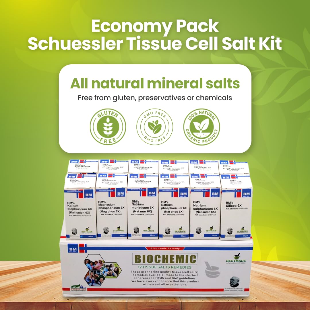 Economy Pack Tissue Cell Salts Kit – 12 Remedies with Chart | Immune Support