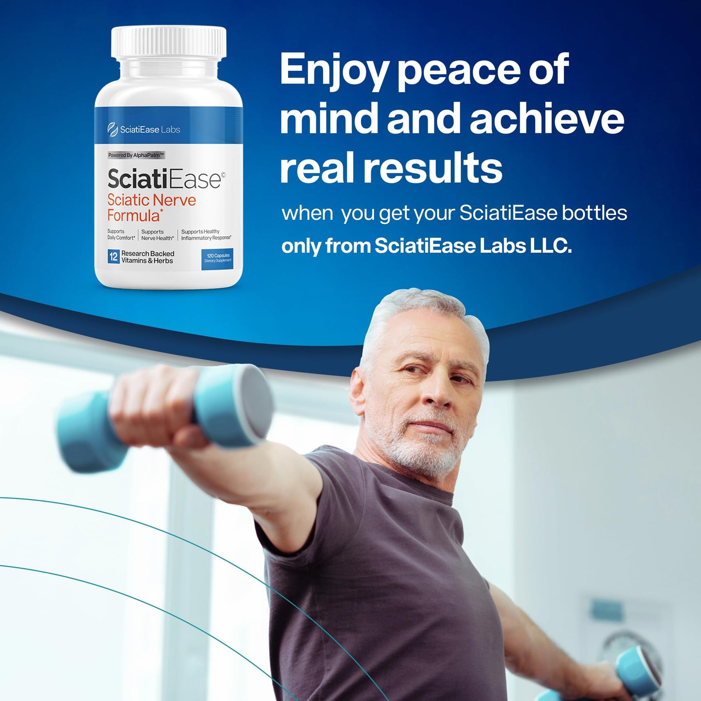 SciatiEase Sciatic Nerve Health Support Supplement | AlphaPalm, Pea, B-Complex, 300mg Alpha Lipoic Acid | 6 Bottles