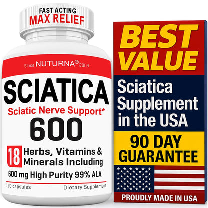 Sciatica Nerve Relief Supplement - 600 mg Alpha Lipoic Acid | Maximum Strength ALA Sciatic Support (120 Capsules)