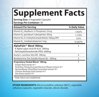 SciatiEase Sciatic Nerve Support – AlphaPalm, PEA & B-Complex, 120 Capsules
