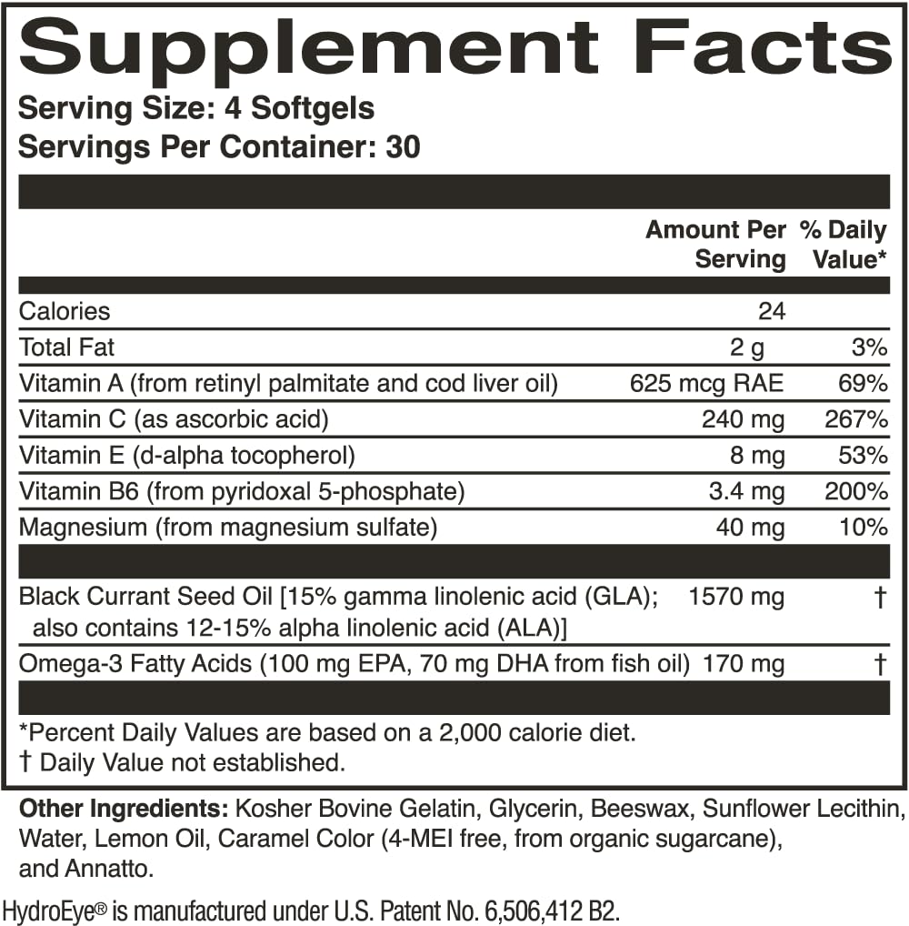 ScienceBased Health HydroEye Dry Eye Supplement – Clinically Proven GLA & Omega-3 | 120 Softgels