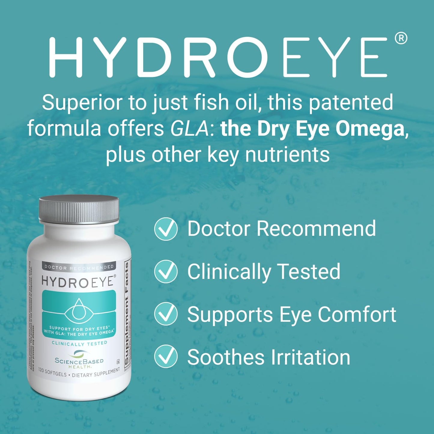 ScienceBased Health HydroEye Dry Eye Supplement – Clinically Proven GLA & Omega-3 | 120 Softgels