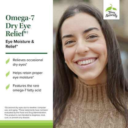 Terry Naturally Omega-7 Dry Eye Relief – Buckthorn Seed Oil Eye Health Supplement (60 Softgels, 2-Pack)