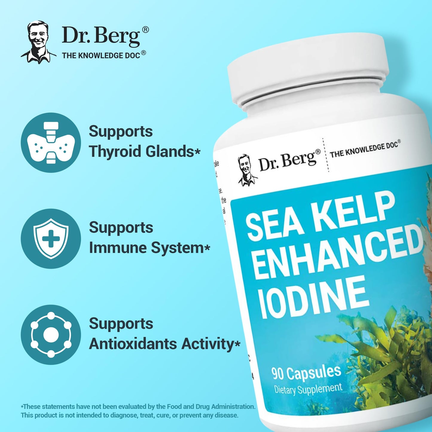 Dr. Berg Sea Kelp Enhanced Iodine – 200 mcg, 90 Capsules