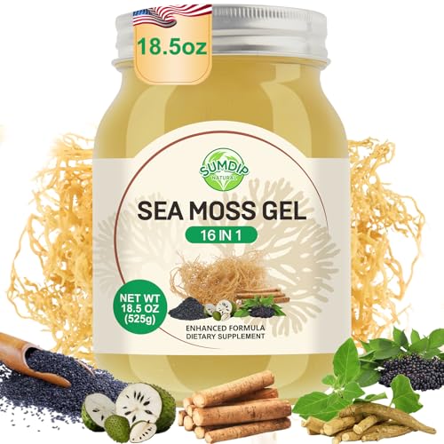 Sea Moss Gel 18.5 oz – 16-in-1 Wildcrafted Irish Seamoss with Black Seed Oil & Ashwagandha
