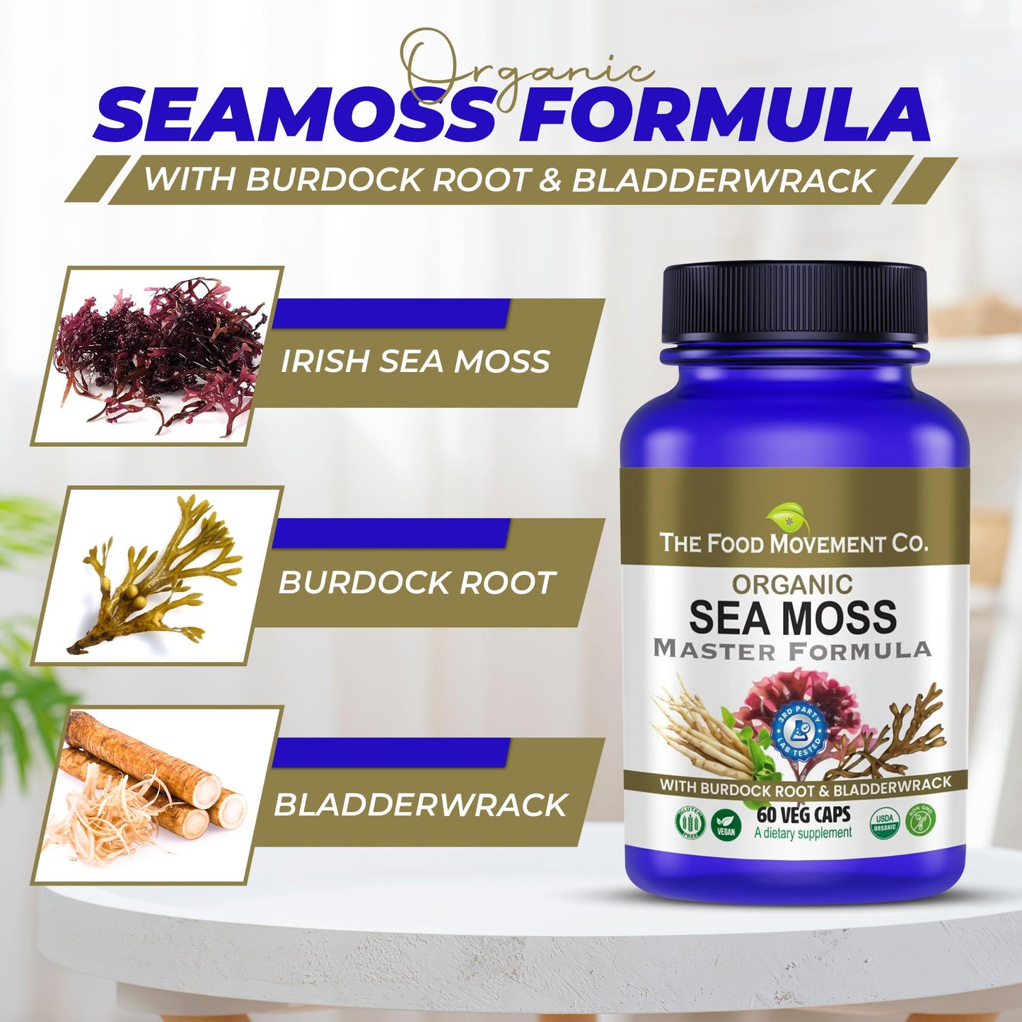 Sea Moss Master Formula with Burdock & Bladderwrack | Gut Health | The Food Movement Co.