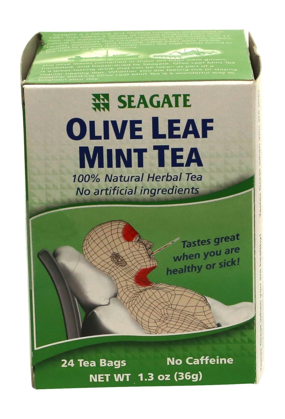 Seagate Olive Leaf Herbal Mint Tea – 24 Count (Pack of 1)
