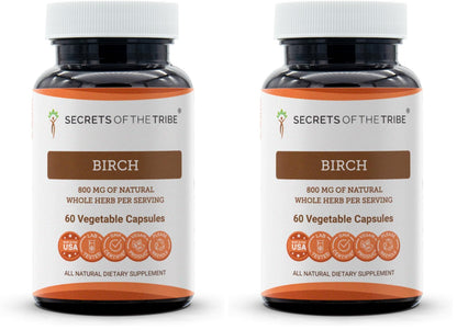 Birch Leaf Supplement - Secrets of the Tribe 60 Capsules 800 mg Pack of 2