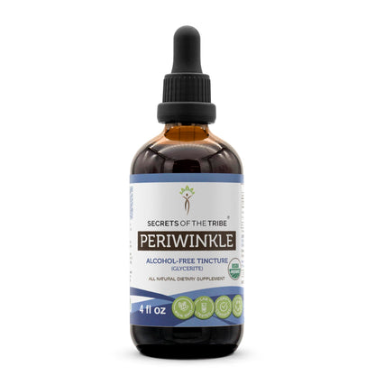 Secrets of the Tribe Periwinkle USDA Organic | Alcohol-Free Extract, High-Potency Herbal Drops | Made from 100% Certified Organic Periwinkle (Vinca Major) Dried Herb (4 oz)