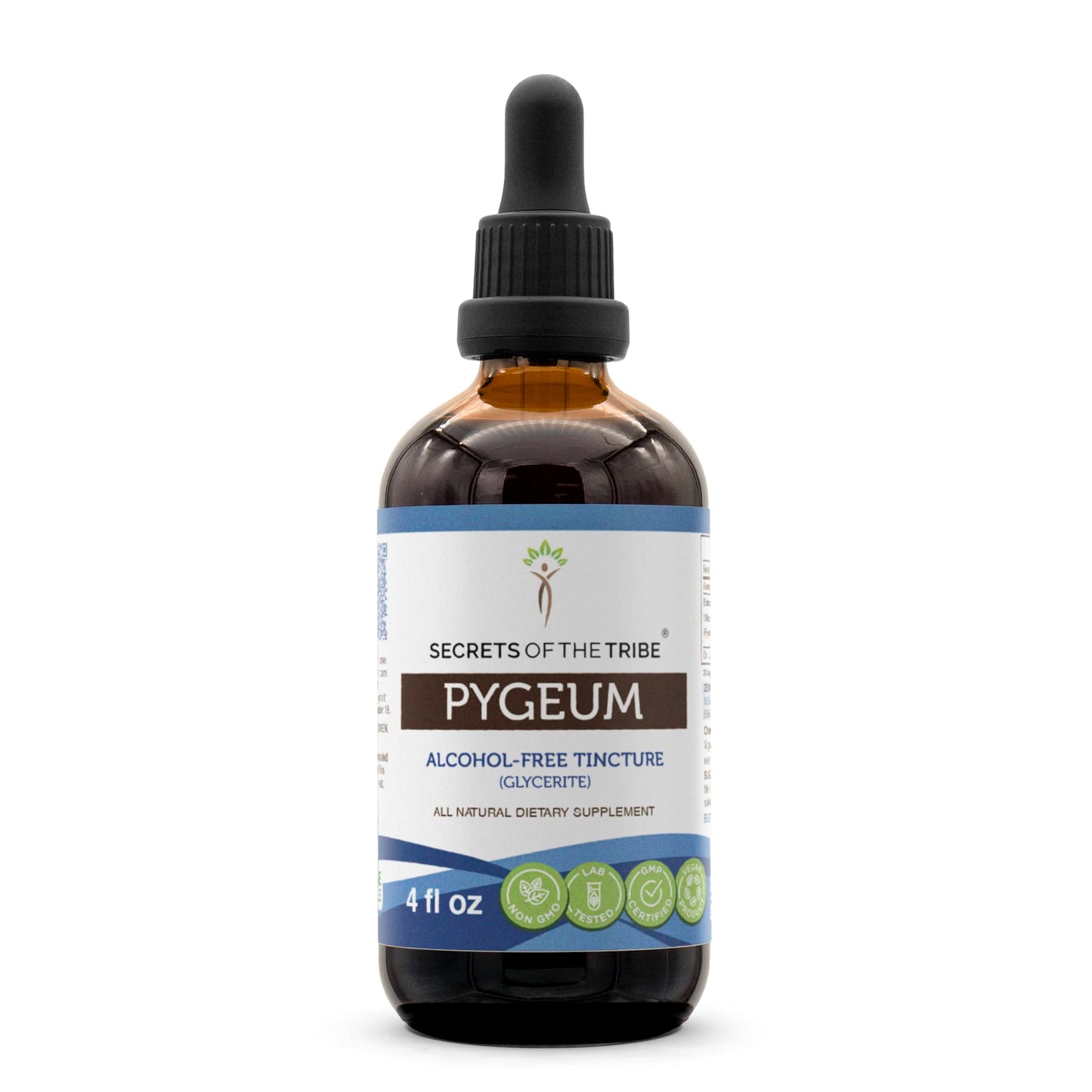 Secrets of the Tribe Pygeum Tincture — Alcohol-Free Extract, Wildcrafted Pygeum Bark (4 oz)
