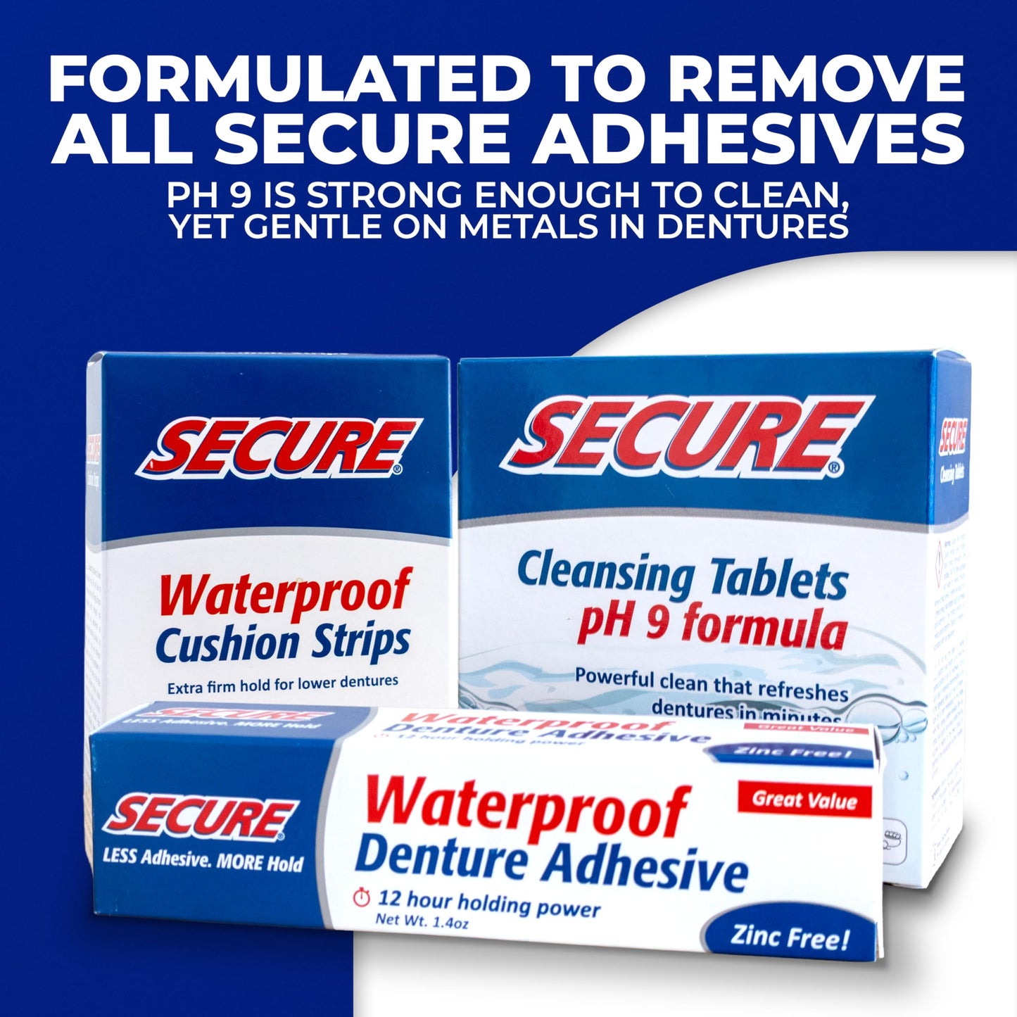 Secure Denture Adhesive Strips – Zinc-Free, Waterproof, All-Day Hold for Lower Dentures (2 Pack, 30 Strips)