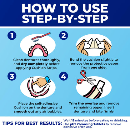 Secure Denture Adhesive Strips – Zinc Free, Waterproof – All-Day Hold (75 Strips)