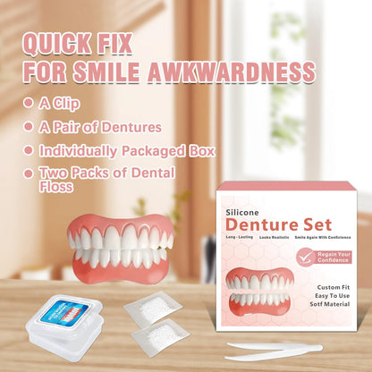 Silicone Dentures for Women and Men - Upper & Lower Veneers
