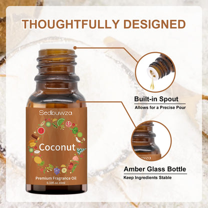 Sedbuwza Coconut Essential Oil – Pure Organic Fragrance Oil for Diffuser, Soap, Candle & Perfume