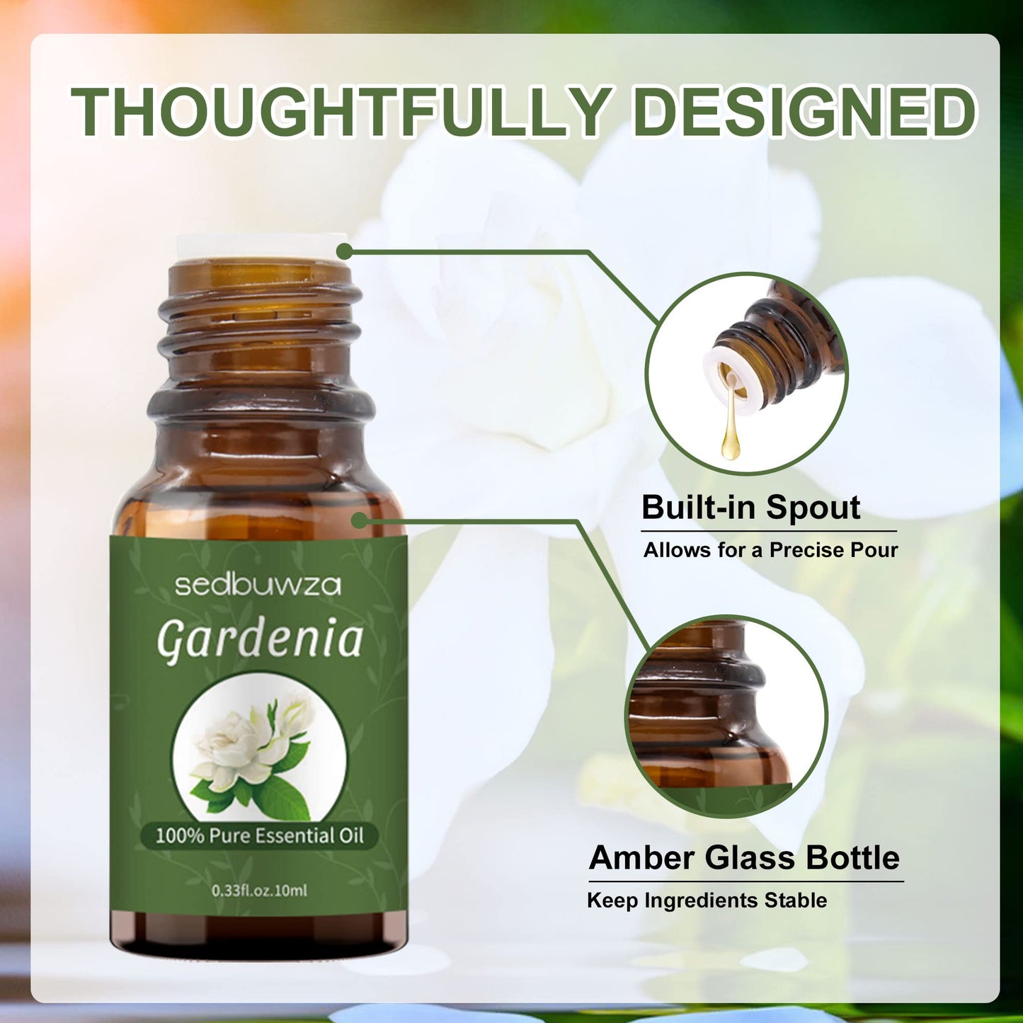 Sedbuwza Gardenia Essential Oil - Pure Organic Gardenia Fragrance for Diffusers
