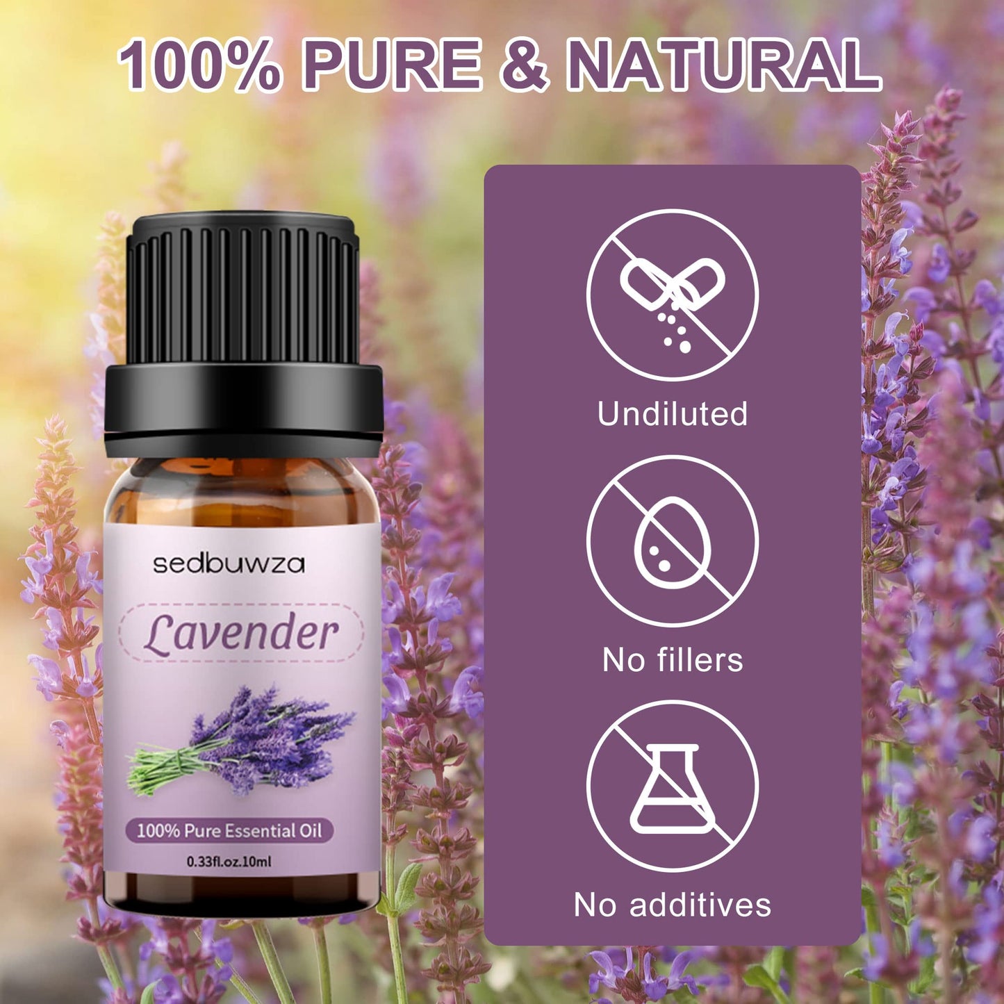 Sedbuwza Lavender Essential Oil – Pure Organic Fragrance for Diffuser & Soap