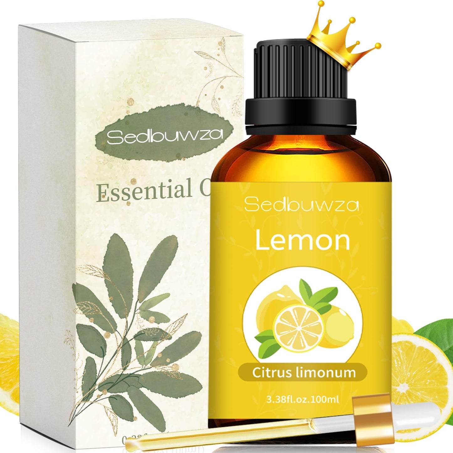 Sedbuwza Lemon Essential Oil 3.38 Fl Oz – 100% Pure, Undiluted Lemon Oil for Diffusers, Aromatherapy, Candles & Soap Making