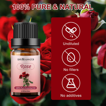 Sedbuwza Rose Essential Oil - 100% Pure Organic Rose Fragrance Oil, 10ml