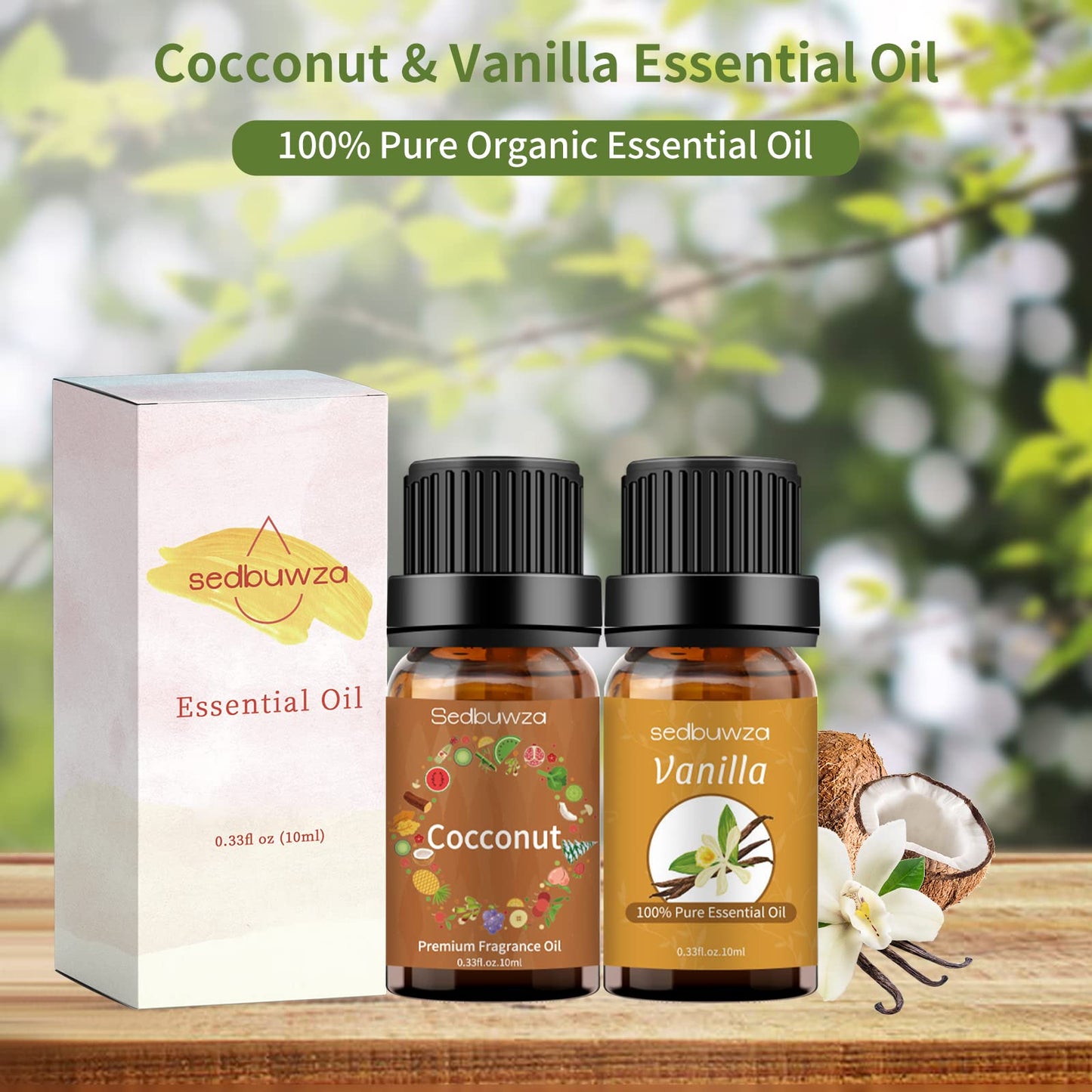 Sedbuwza Vanilla Coconut Essential Oil Set - 2 x 10 ml