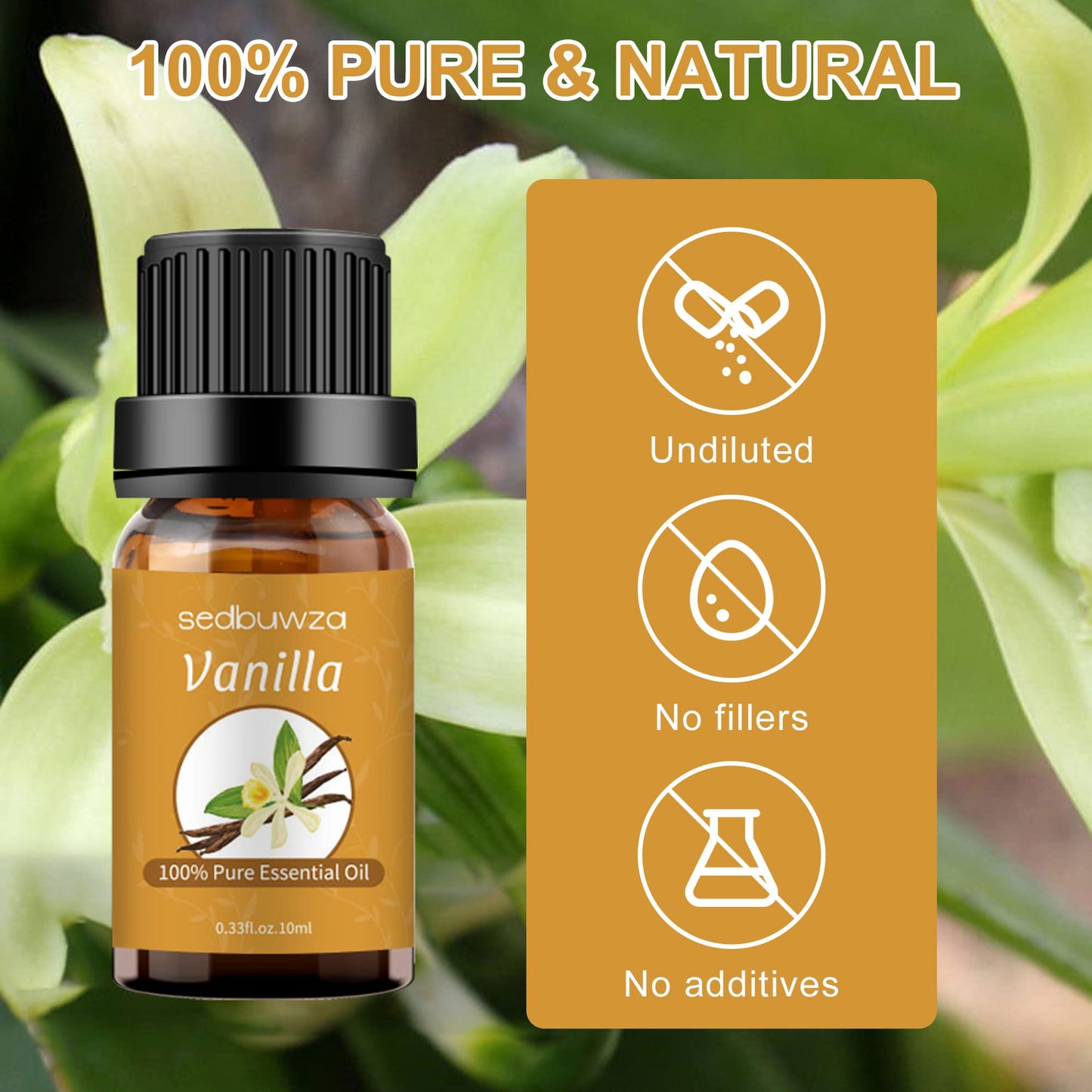 Sedbuwza Vanilla Essential Oil | Organic Vanilla Fragrance for Diffuser