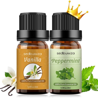 Sedbuwza Vanilla Peppermint Essential Oil Set – 2 x 10 ml for Diffuser, Aromatherapy & DIY