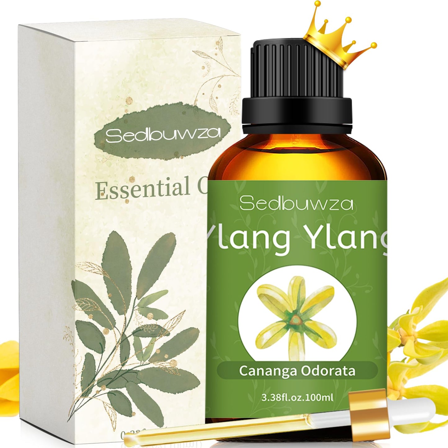 Sedbuwza Ylang Ylang Essential Oil - 100% Pure, 3.38 oz Aromatherapy Oil