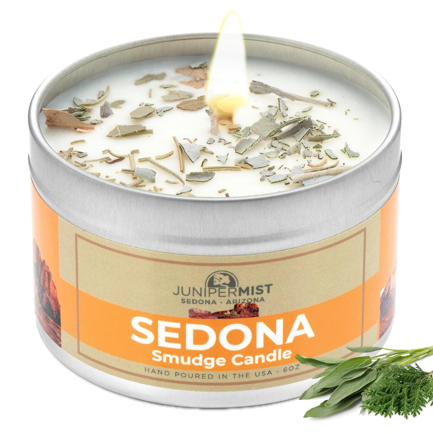 Sedona Smudge Candle (6oz) – Awaken The Spirit, Energy Cleansing & Protection | Sage, Cedar & Sweetgrass – Made in USA