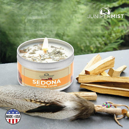 Sedona Smudge Candle (6oz) – Awaken The Spirit, Energy Cleansing & Protection | Sage, Cedar & Sweetgrass – Made in USA