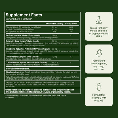 Seed PM-02 Sleep + Restore - Melatonin + Ashwagandha Sleep Aid (30-Day, Vegan)