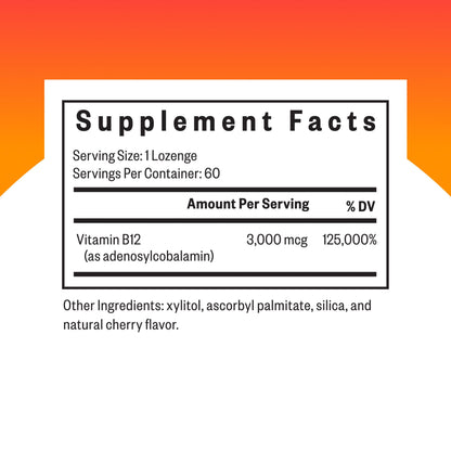 Seeking Health Adeno B12 - 3000 mcg Lozenges for Energy & Brain Health | Cherry Flavor