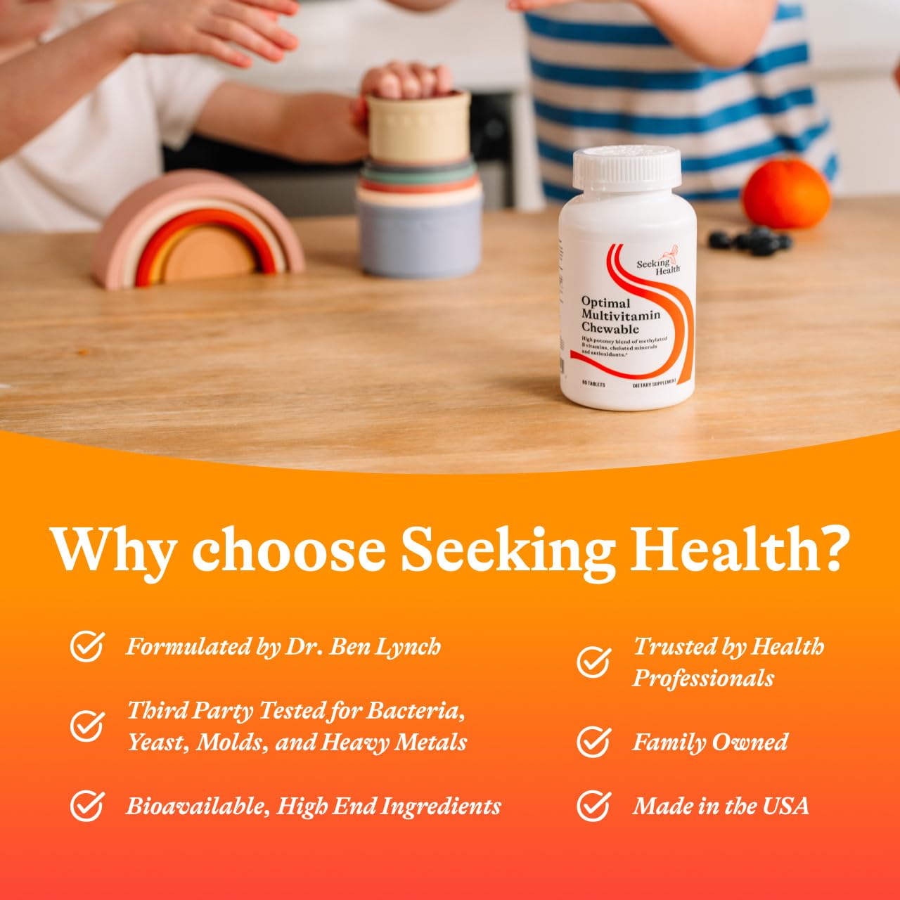 Seeking Health Optimal Multivitamin Chewable – Immune Support, L-5-MTHF, B12 & D3
