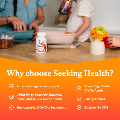 Seeking Health Iron Chewable – 10 mg Iron for Energy & Metabolism (60 Tablets)