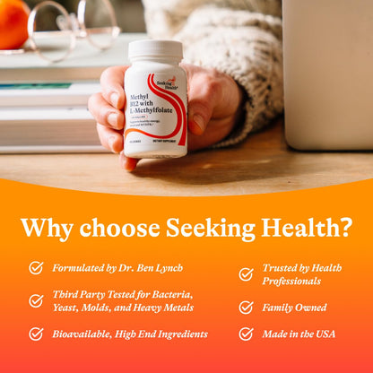 Seeking Health Methyl B12 with L-Methylfolate Lozenges - MTHFR & Methylation Support - Brain Health & Energy - 60 Lozenges