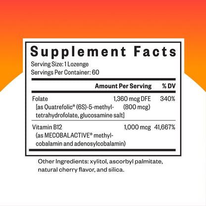 Seeking Health Methyl B12 with L-Methylfolate Lozenges - MTHFR & Methylation Support - Brain Health & Energy - 60 Lozenges