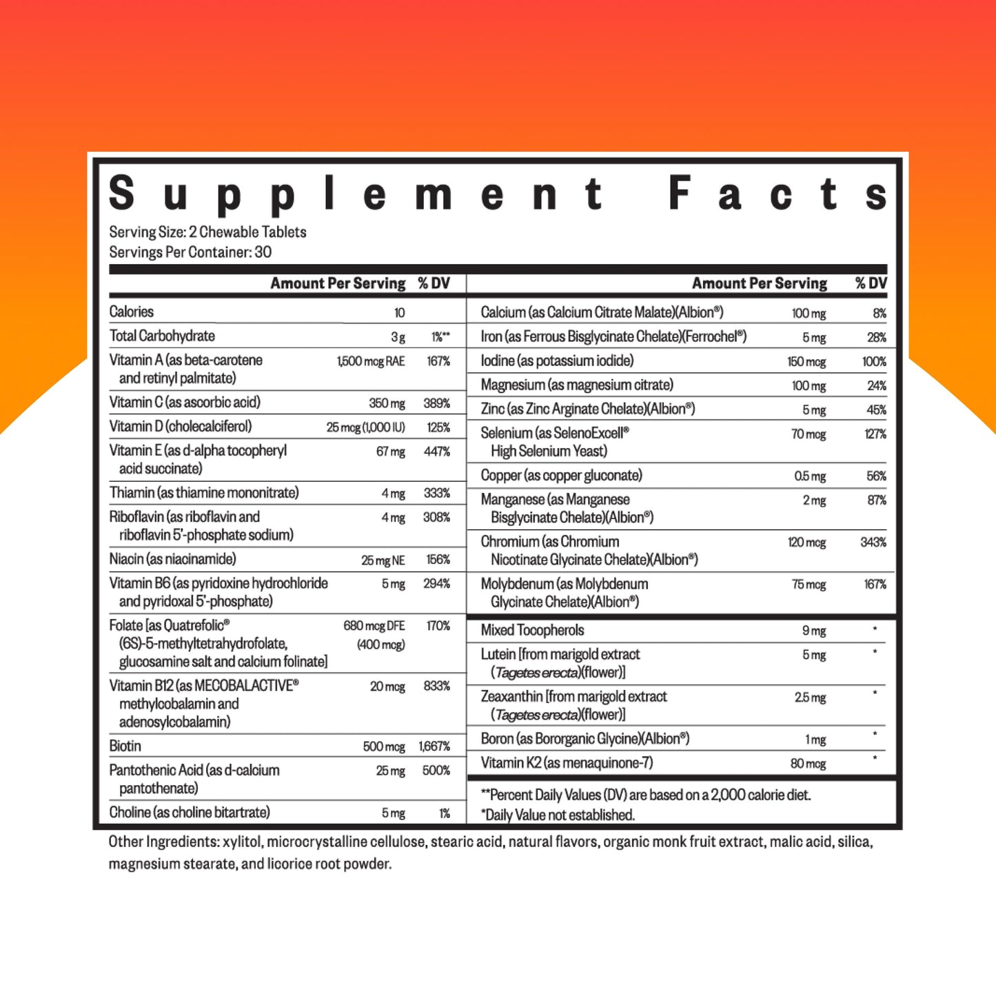 Seeking Health Optimal Multivitamin Chewable – Immune Support, L-5-MTHF, B12 & D3