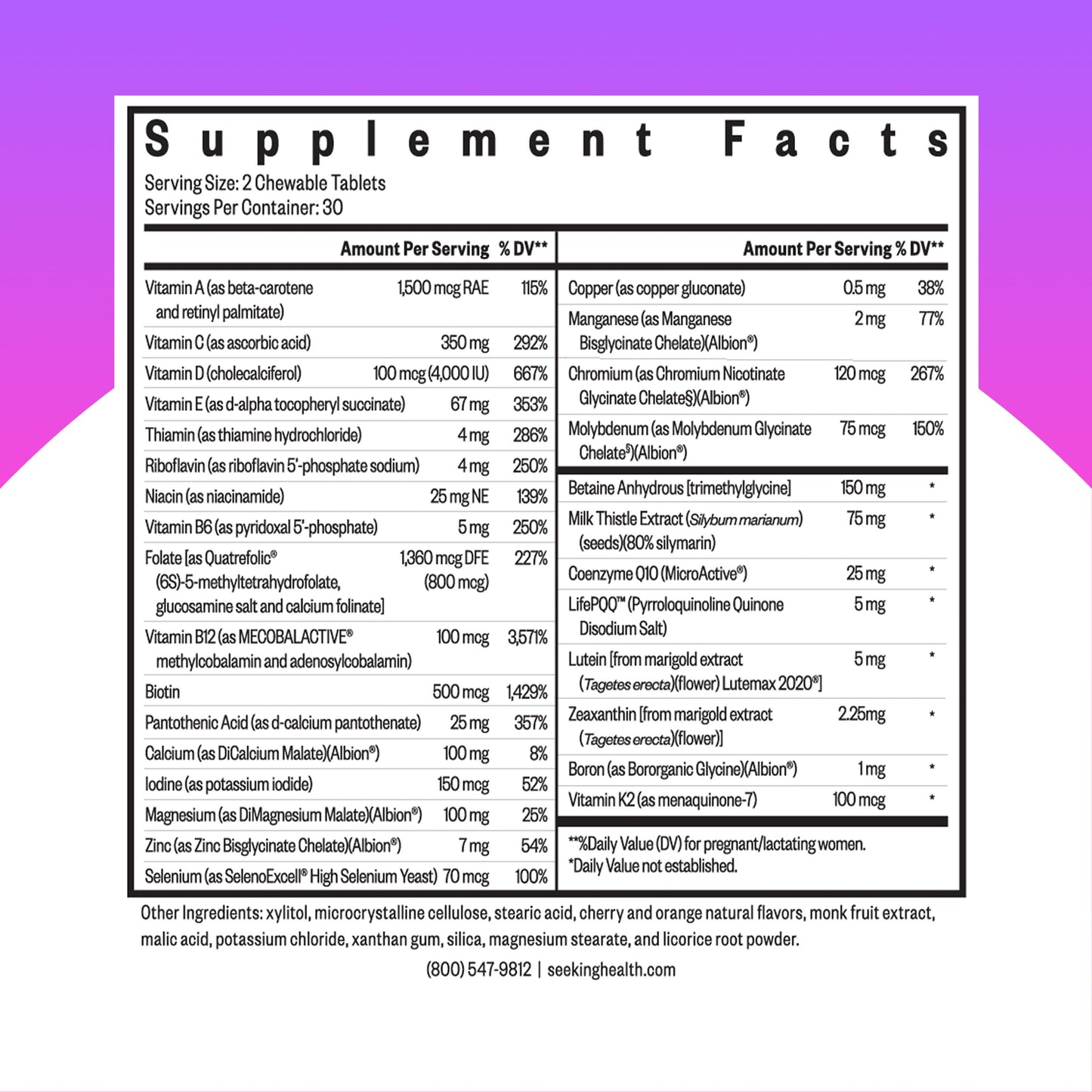 Seeking Health Prenatal Essentials Chewable - Prenatal Support Supplement with Riboflavin - Formula Supports Immune Health & Methylation - B12 Supplement to Support Genetic Development - 60 Tablets