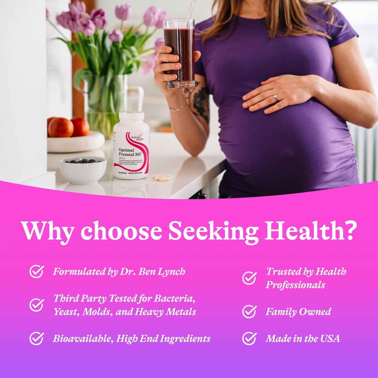 Seeking Health Optimal Prenatal Methyl-Free Folate + B12 | Pregnancy Support | Vegetarian (180 Capsules)
