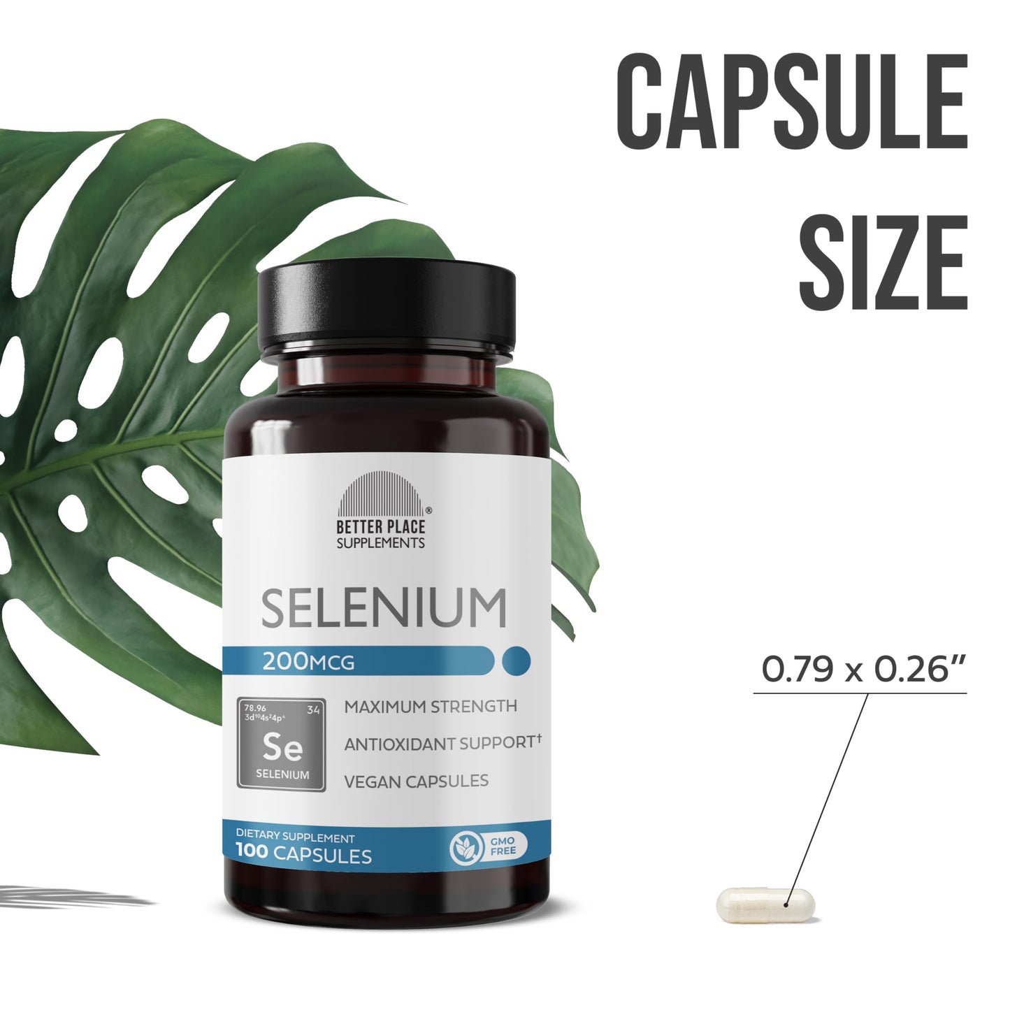 Better Place Selenium 200mcg | 100 Vegetarian Capsules | Immune Support & Thyroid Health