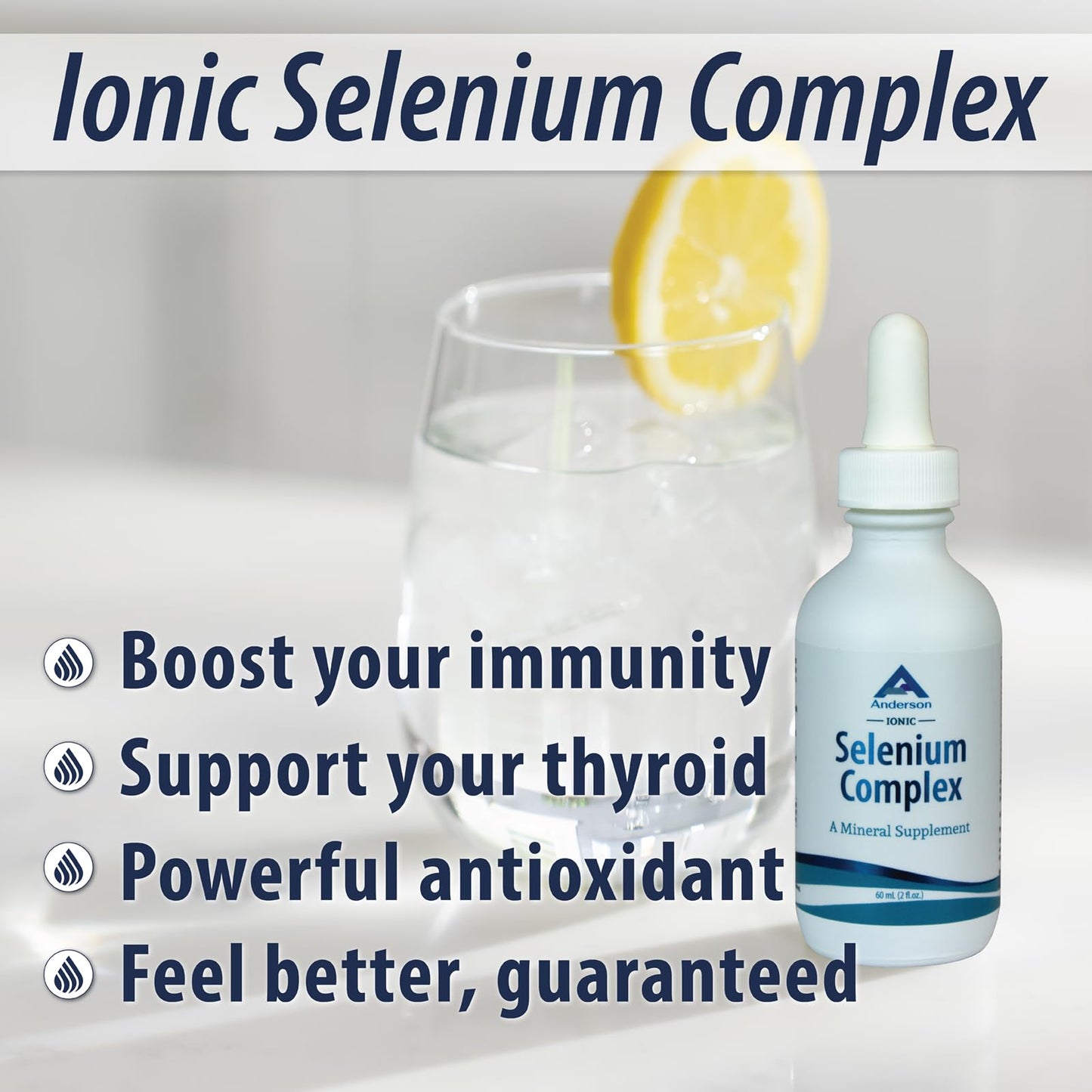 Anderson Ionic Selenium Complex – Liquid Selenium Drops for Thyroid & Immune Support | 2 fl oz, 40 Servings