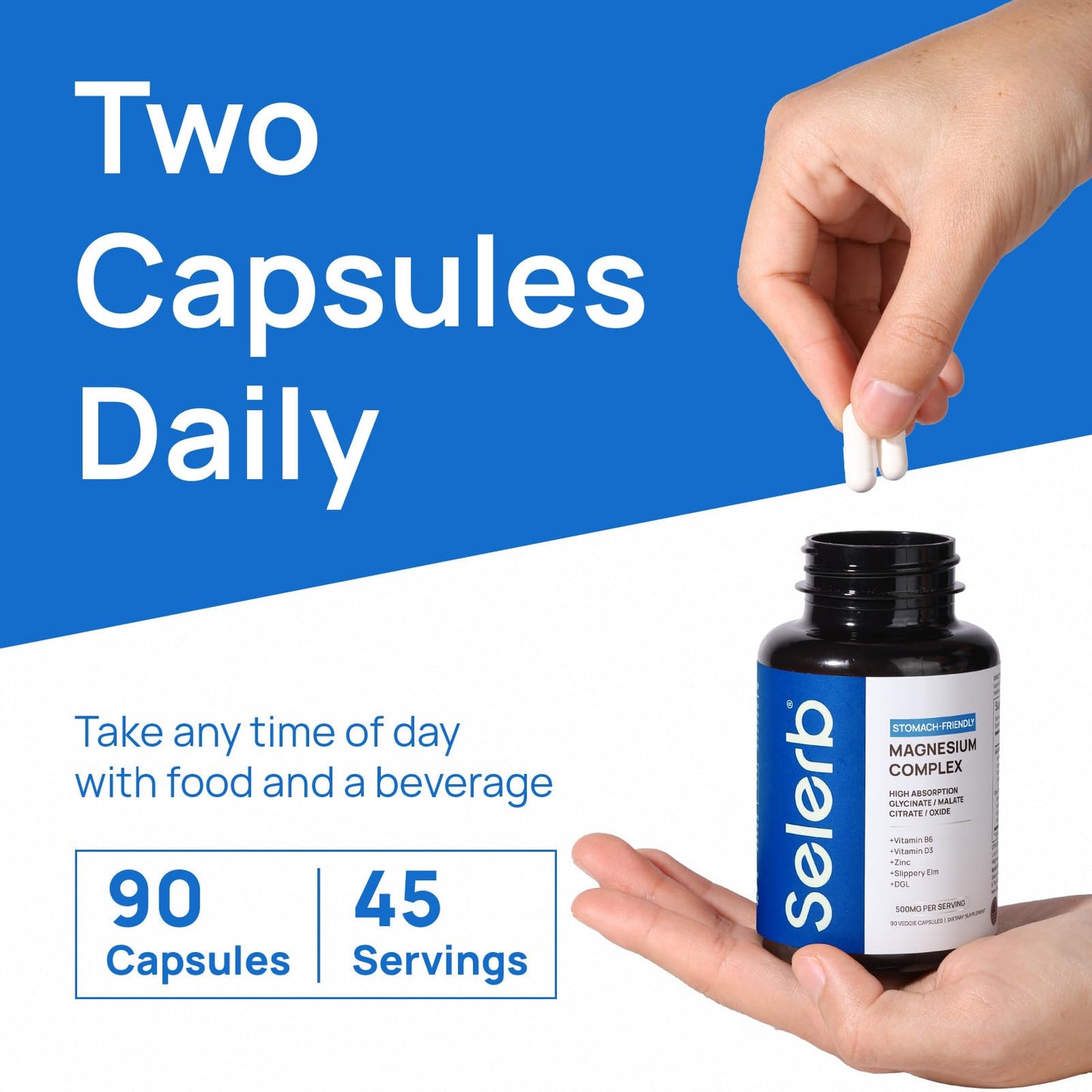 Selerb Magnesium Complex for Women & Men - Sleep, Calm, Muscle & Energy (90 Capsules)
