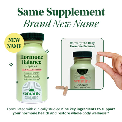 Semaine Daily Hormone Balance – Vegan Capsule for Clearer Skin, Balanced M moods & Deeper Sleep (60 ct)