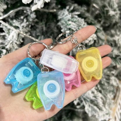 SENLIN DENTAL 10PCS Floss Keychain – Portable Mint Tooth-Shaped Floss Box
