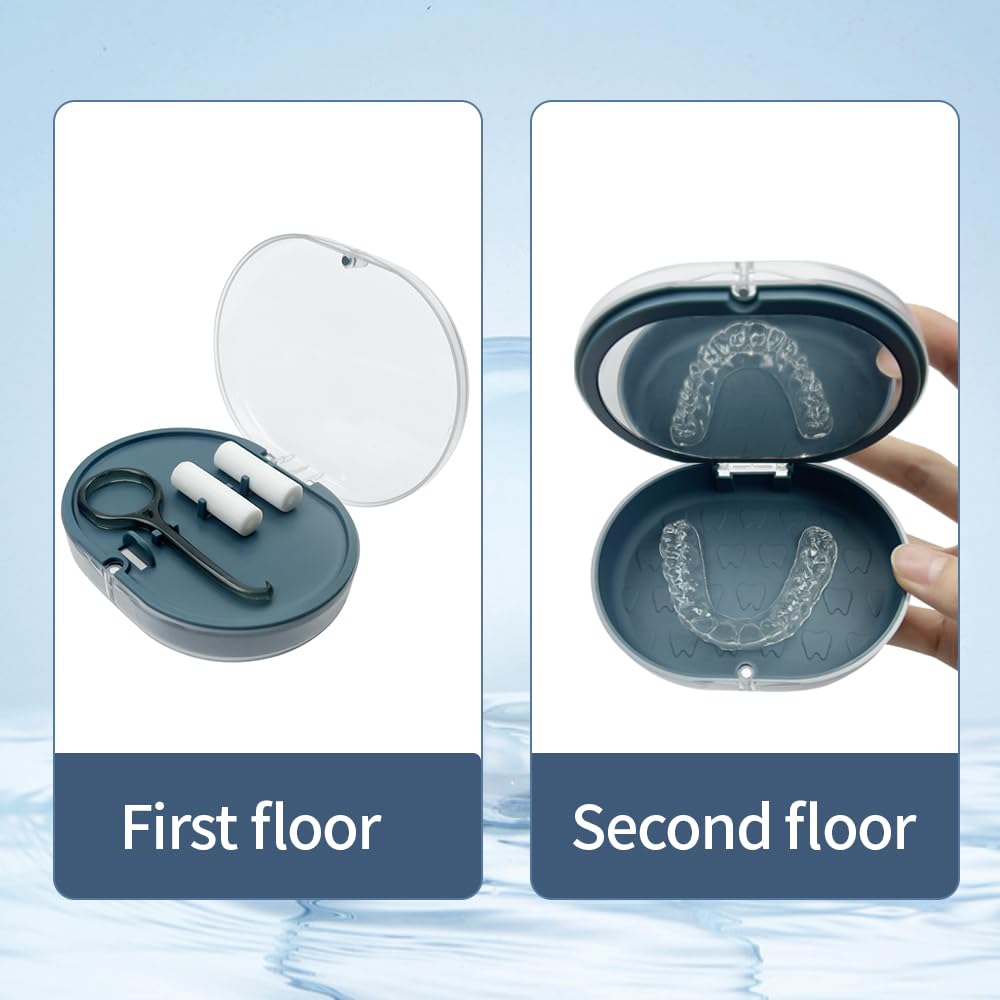 SENLIN DENTAL 2PCS Double-Layer Retainer Case with Mirror