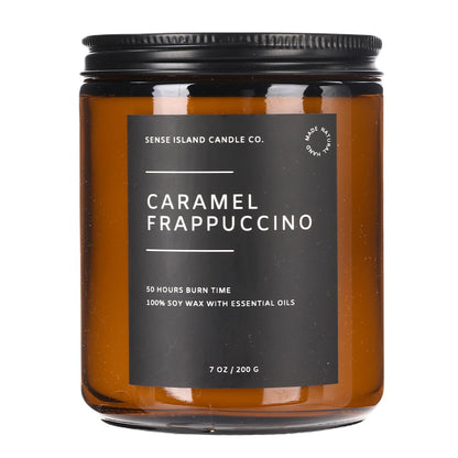 SENSE ISLAND Caramel Frappuccino Soy Candle – 100% Natural Wax, 50+ Hr Burn