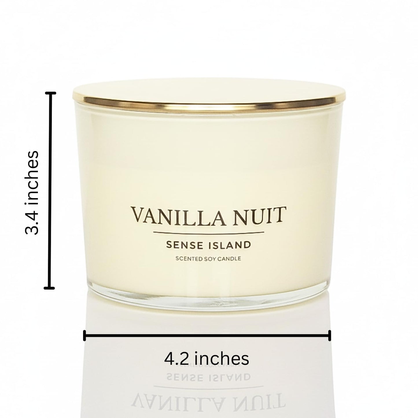 Vanilla Nuit 3-Wick Soy Candle by SENSE ISLAND | Cream Vanilla, Gold Lid, Luxury Gift
