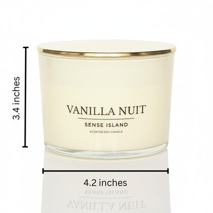 Vanilla Nuit 3-Wick Soy Candle by SENSE ISLAND | Cream Vanilla, Gold Lid, Luxury Gift