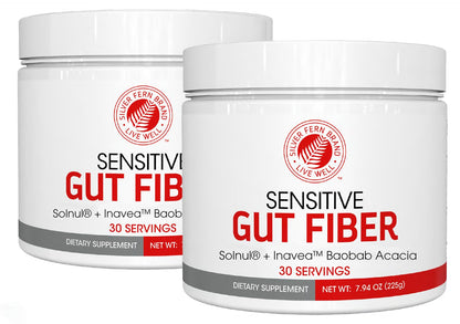 Silver Fern Sensitive Gut Fiber – 2 Tub Set (30 Scoops per Tub) with Galactomannan Guar Fiber, Baobab & Acacia
