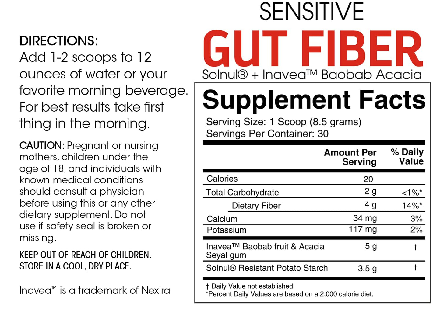 Silver Fern Sensitive Gut Fiber – 2 Tub Set (30 Scoops per Tub) with Galactomannan Guar Fiber, Baobab & Acacia